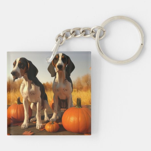 Treining Walker Coonhound Puppy Herfst Pompoen Sleutelhanger (Achterkant)