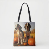 Treining Walker Coonhound Puppy Herfst Pompoen Tote Bag (Voorkant)
