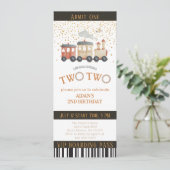 Treinkaartje 2e verjaardagsfeest uitnodiging (Staand voorkant)