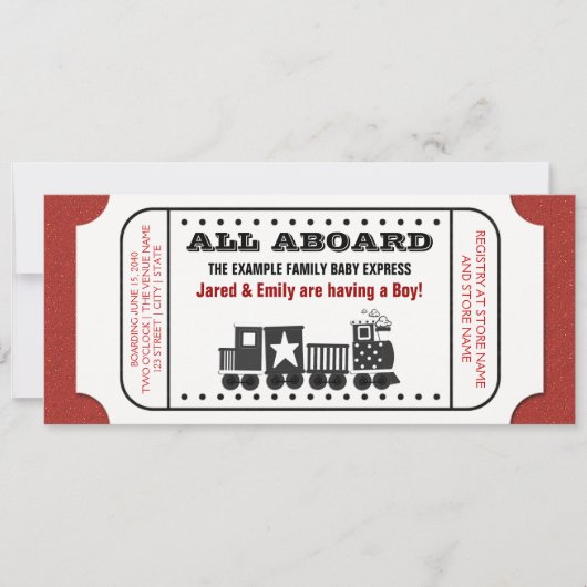  treinkaartje Baby shower uitnodiging (Voorkant)