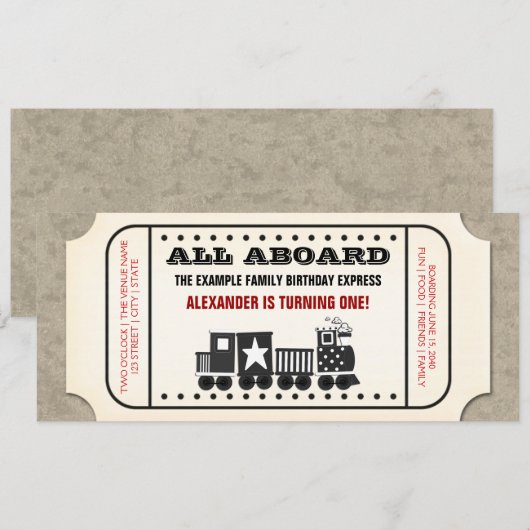  treinkaartje Birthday Kaart (Voorkant / Achterkant)