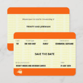 treinkaartje | Bruiloft Save the Date Familie Kaart (Voorkant / Achterkant)