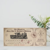 treinkaartje bruiloft uitnodiging (Staand voorkant)
