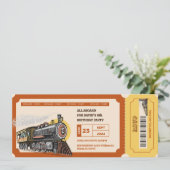 Treinkaartje Choo Retro Verjaardag uitnodiging (Staand voorkant)