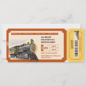 Treinkaartje Choo Retro Verjaardag uitnodiging (Voorkant)