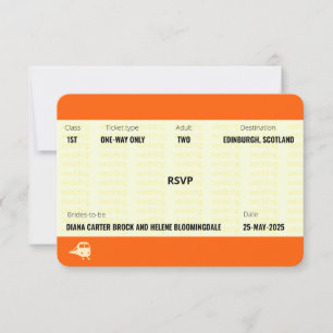Treinkaartje geïnspireerd LGBTQ+ Huwelijk RSVP Kaartje