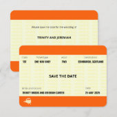 Treinkaartje geïnspireerd | Trouw Save the Date Kaart (Voorkant / Achterkant)