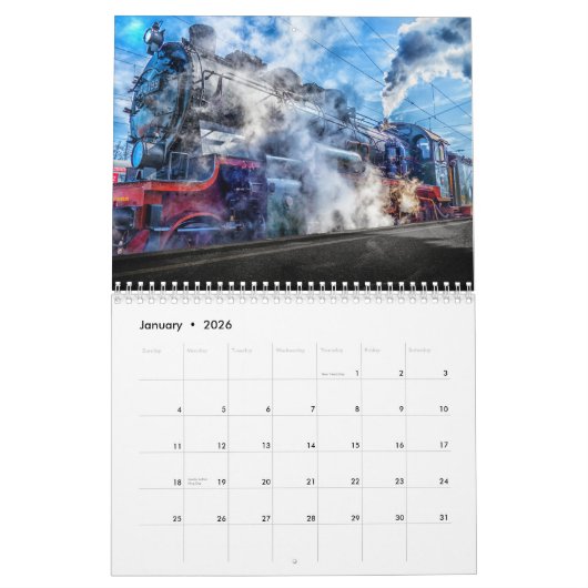 treinkalender met stoomlocomotief kalender (Jan 2026)