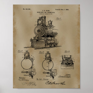 Treinkoplamp Patenttekening Poster