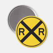 Treinkruising van zwarte en gele waarschuwingsbord magneet (Voorkant / Achterkant)