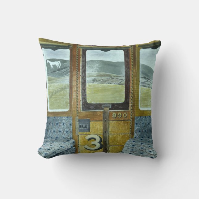 Treinlandschap (door Eric Ravilious) Kussen (Voorkant)