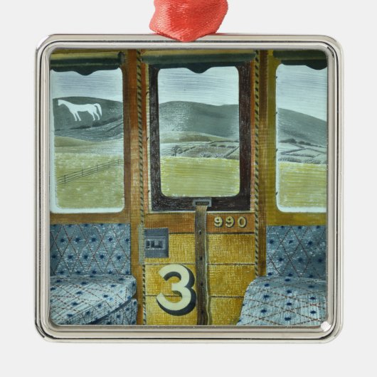 Treinlandschap (door Eric Ravilious) Metalen Ornament (Voorkant)