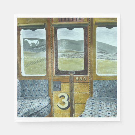 Treinlandschap (door Eric Ravilious) Servet (Voorkant)