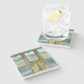 Treinlandschap (door Eric Ravilious) Stenen Onderzetter (Zijkant)