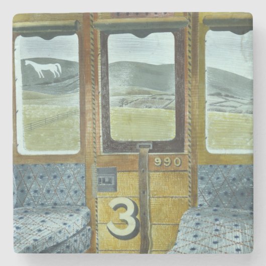 Treinlandschap (door Eric Ravilious) Stenen Onderzetter (Voorkant)
