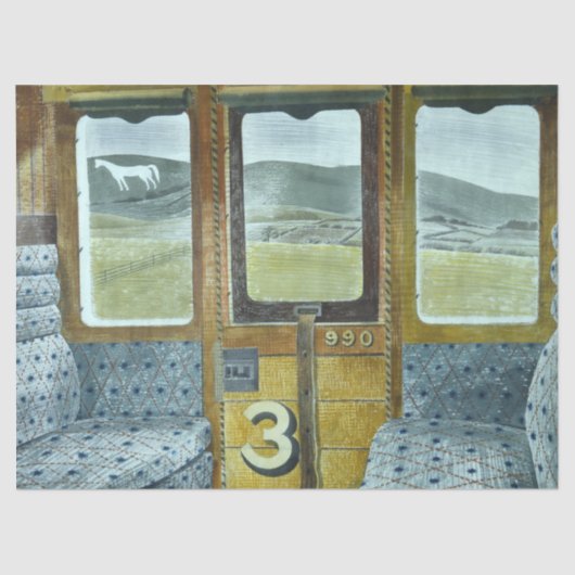 Treinlandschap (door Eric Ravilious) Tissuepapier (Voorkant)