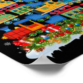 Treinliefhebber Kerstboom Kerstman Kersttrein Poster (Hoek)