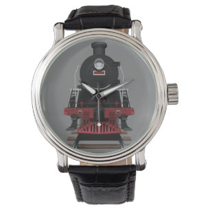 Treinlocomotief Antieke Spoorweg Elke Kleur Gezich Horloge