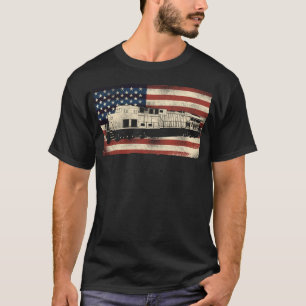 Treinlocomotief Dieseltrein Amerikaanse vlag T-shirt