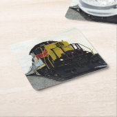 Treinlocomotief op het spoor kartonnen onderzetters (Schuin)