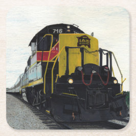 Treinlocomotief op het spoor kartonnen onderzetters