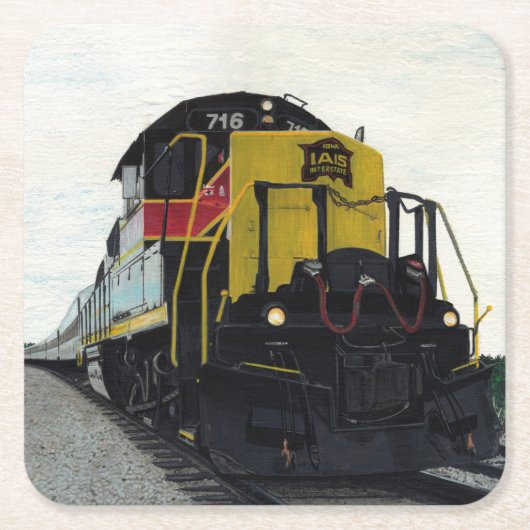 Treinlocomotief op het spoor kartonnen onderzetters (Voorkant)