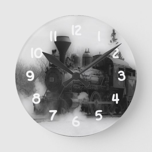  treinlocomotiefklok ronde klok (Voorkant)