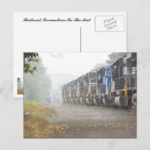 Treinlocomotieven in de mist briefkaart (Voorkant / Achterkant)