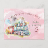 Treinmachinemisje 5e verjaardagsuitnodiging briefkaart (Voorkant)