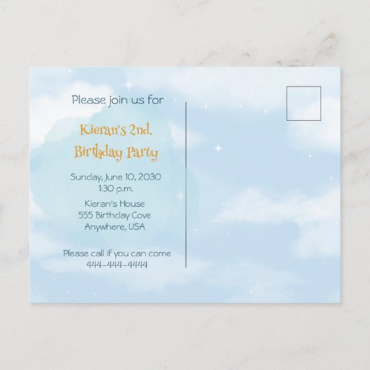 Treinmachinist jongen 2e verjaardagsuitnodiging ka uitnodiging briefkaart (Achterkant)