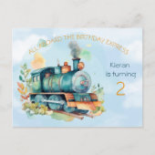 Treinmachinist jongen 2e verjaardagsuitnodiging ka uitnodiging briefkaart (Voorkant)