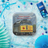 Treinmotor, 9e verjaardag, naam, vierkant papieren bordje (Feest)