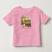 Treinmotor geladen met paaskuikens kinder shirts (Voorkant)