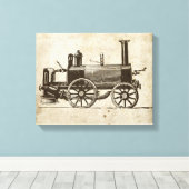 Treinmotor met Antiek Speelgoed Canvas Afdruk (Insitu (Houten vloer))