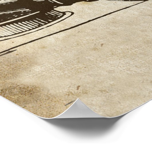 Treinmotor met Antiek Speelgoed Poster (Hoek)