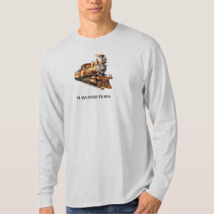 Treinmotor Speelt Met Treinen of Aangepaste Tekst T-shirt