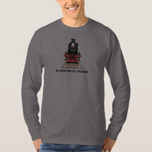 Treinmotor Speelt Met Treinen of Aangepaste Tekst T-shirt