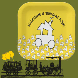 Treinmotor Verjaardagsfeest Papieren Borden Bordje