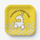 Treinmotor Verjaardagsfeest Papieren Borden Papieren Bordje (Voorkant)