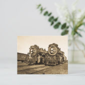 Treinmotoren met  locomotieven briefkaart (Staand voorkant)