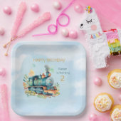 Treinmotorjongen 2e. Birthday Papieren Bordje (Feest)