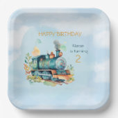 Treinmotorjongen 2e. Birthday Papieren Bordje (Voorkant)