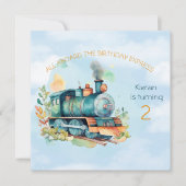 Treinmotorjongen 2e. Birthday Uitnodiging (Voorkant)