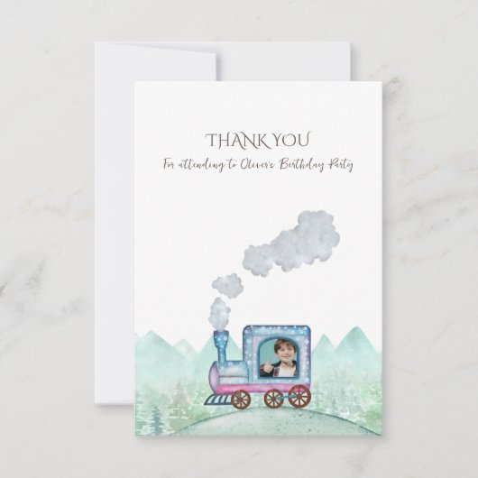  treinontwerp voor kinderen bedankkaart (Voorkant)