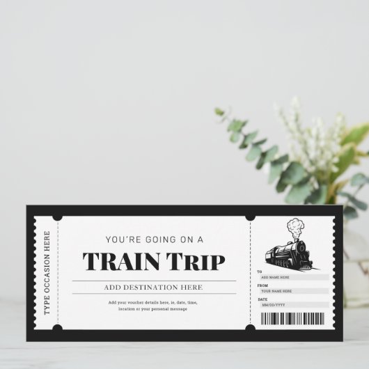 Treinreis Instapkaart Cadeaubon Kaart (Staand voorkant)