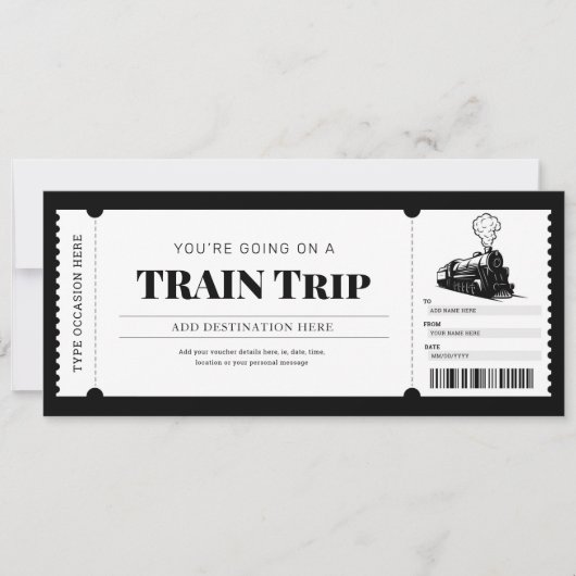 Treinreis Instapkaart Cadeaubon Kaart (Voorkant)