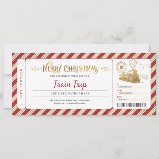Treinreis Kerstmis Boarding Pass Cadeaubon Kaart (Voorkant)