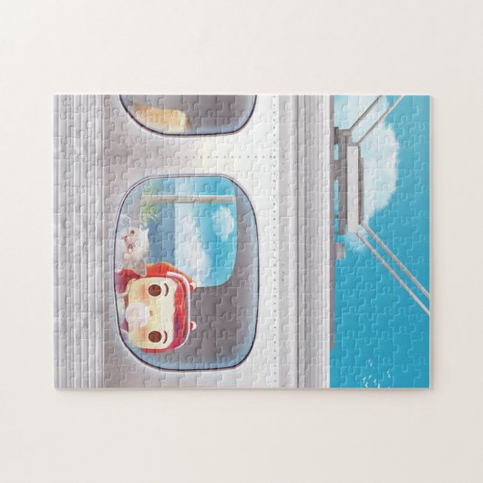 Treinreis met kat legpuzzel (Horizontaal)