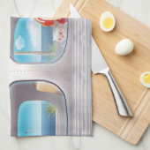 Treinreis met kat theedoek (Quarter Fold)