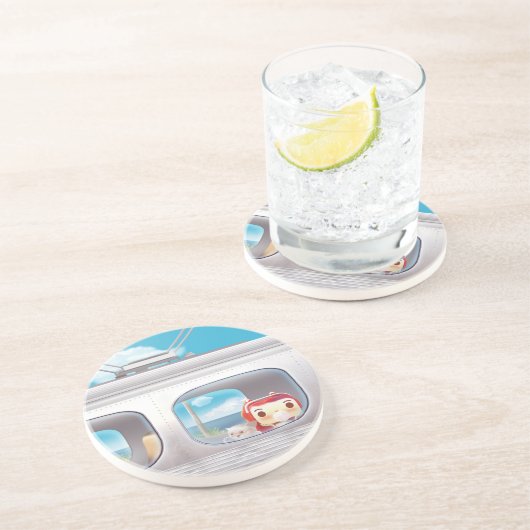 Treinreis met kat zandsteen onderzetter (Zijkant)